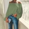 Off Shoulder Solid Color Women Shirt Spring Autumn Lantern Long Sleeve Women Blouse Daily Clothing