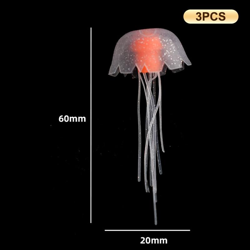 3Pcs Artificial Glowing Fluorescent Jellyfish Aquarium Decoration Fish Tank Underwater Plant Marine Aquatic Landscape Ornament