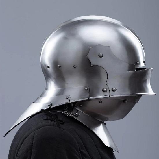Medieval Gothic Knight Close Handmade Polished Steel Visored Armor Helmet