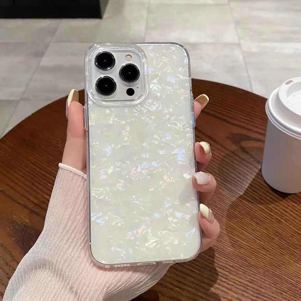 Luxury Shell Pattern Laser Phone Case For iPhone 11 12 13 14 15 Pro Max Plus Shockproof Bumper Back Cover