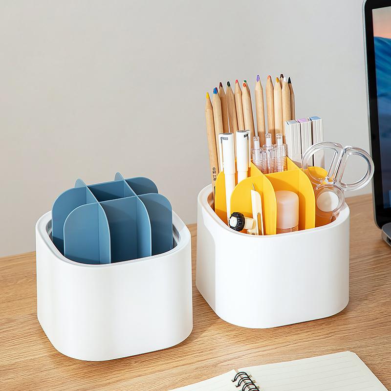 

Настольный органайзер, прозрачный вращающийся держатель для ручек, полка-органайзер, цилиндр для канцелярских принадлежностей, держатель для ручек No cap жёлтый