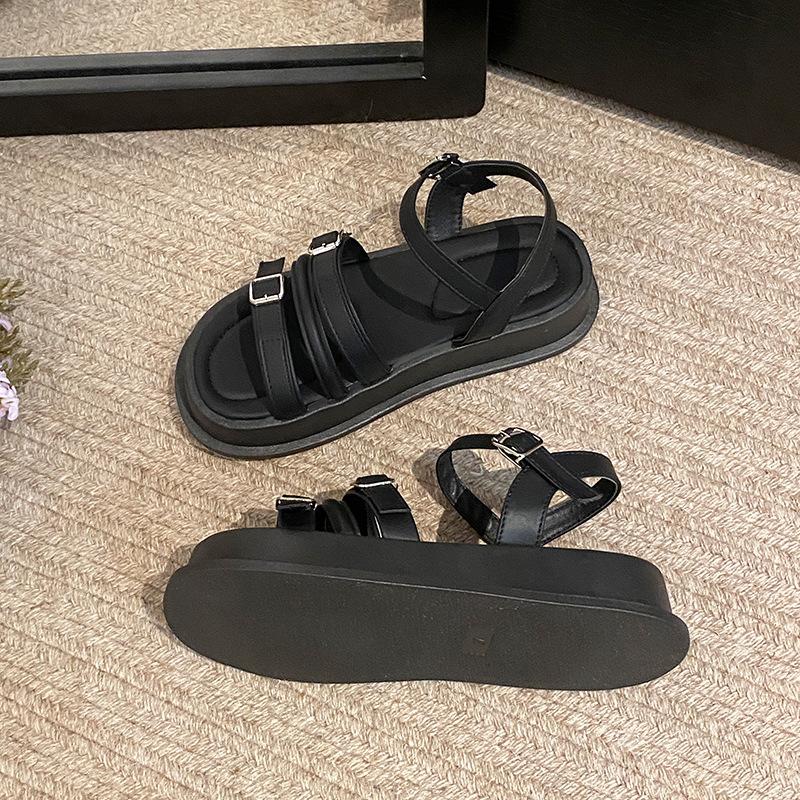 Sandals fairy fairy platform heightening beach shoes summer new wear one-word buckle sports sandals