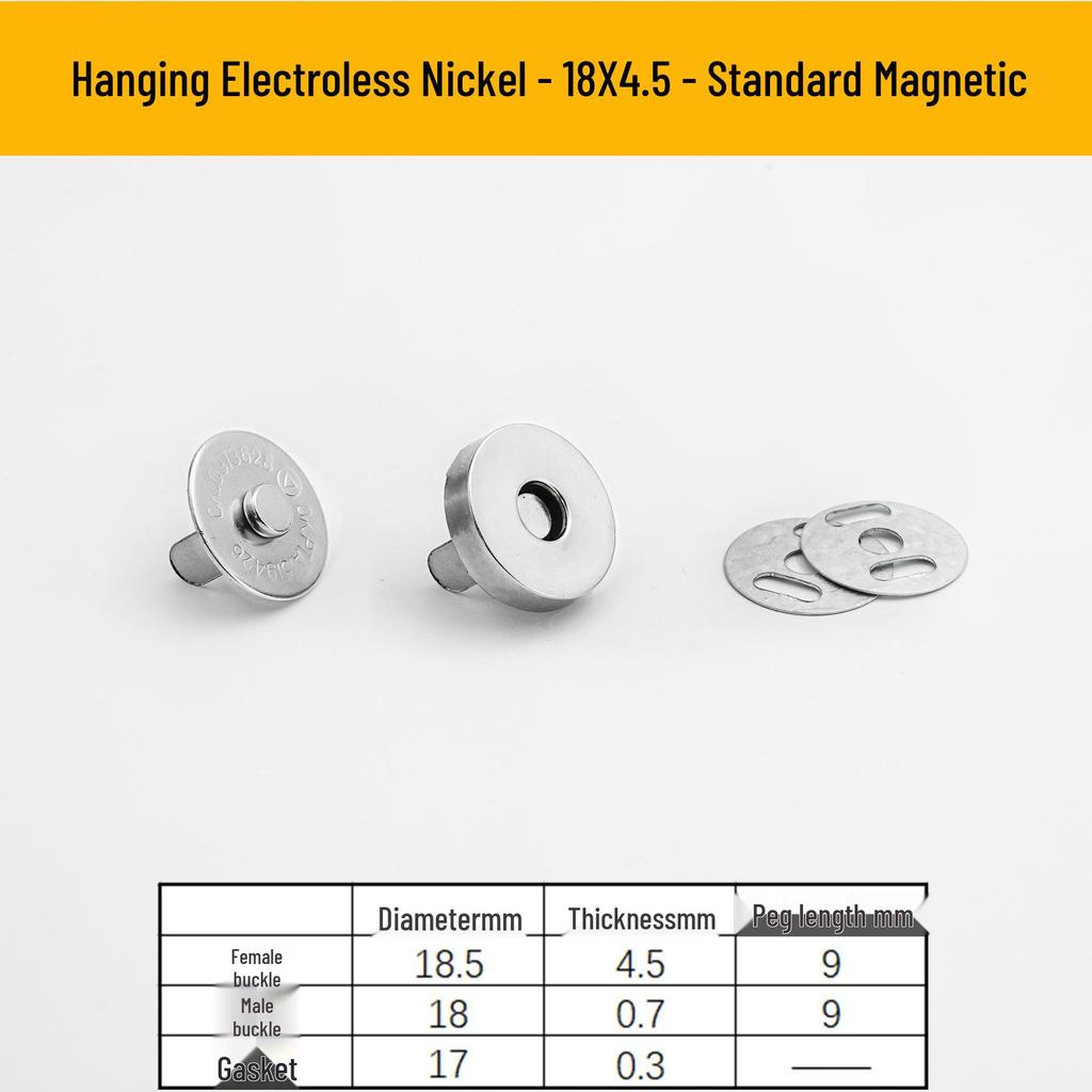 Triple Strength No-Sew Round Electroplated Magnetic Bag Buckle with Thickened Metal Pin