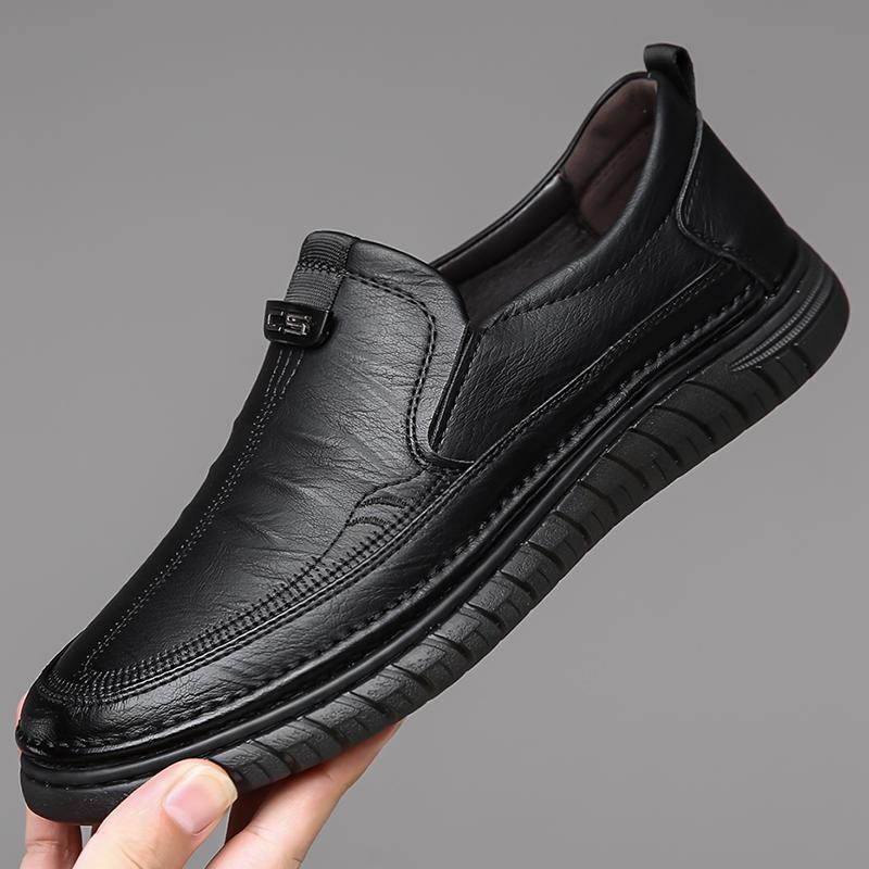 

Мужские кожаные лоферы, удобные, нескользящие, дышащие, для улицы, слипоны, повседневная обувь для мужчин, для бизнеса, офиса, для вождения 48 чёрный
