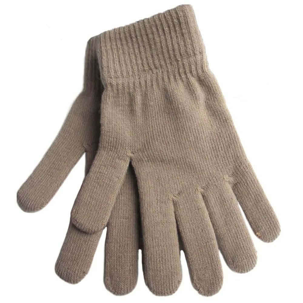 Unisex Winter Ribbed Knitted Full Fingered Gloves Basic Thicken  Lining Mittens Magic Thermal Wrist Warmer Women Men