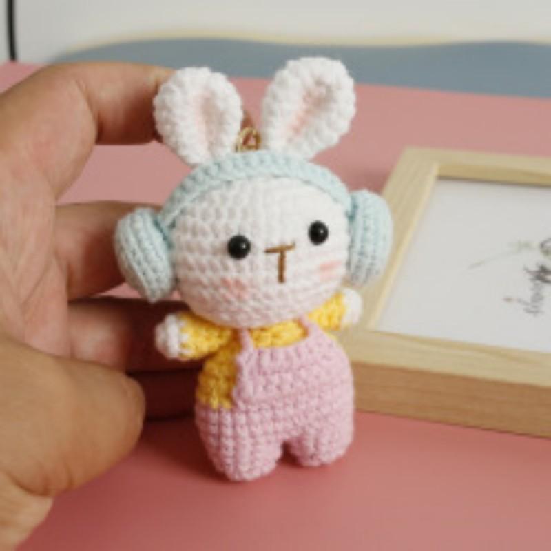 Handmaking Crochet Rabbit Doll Keychain For Gifts Cute Animal Doll Crochet Keychains Knitting Kitten Keyrings Custom