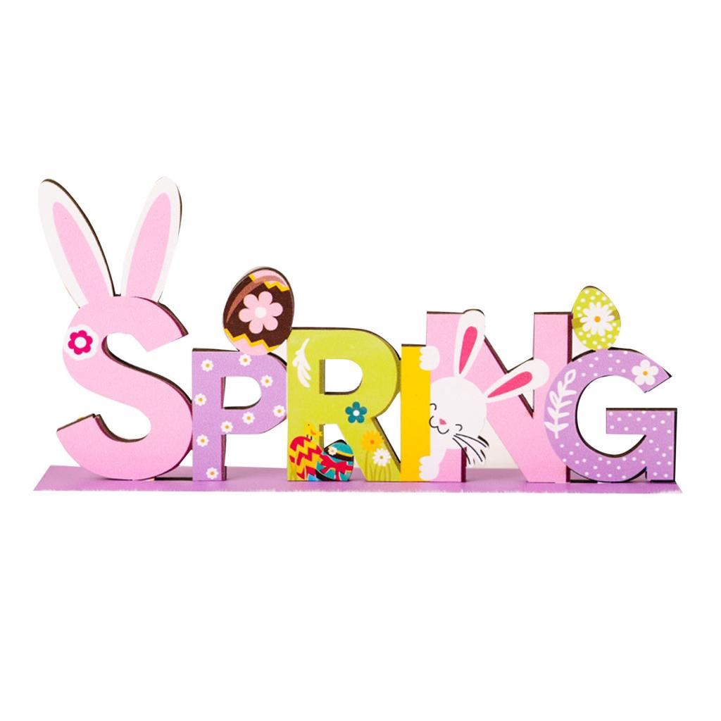 Easter Decorations Easter Bunny Ornament Easter Purple Wooden Alphabet Ornament