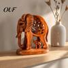 Decorative Statues for Shelves Hollow Carved Mother and Baby Elephant Statue, Resin Figurine, Good Symbolic Animal Luck Sculpture Home Shelf Tabletop