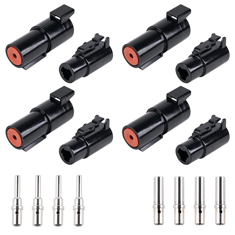 JRready ST6286 1 Pin DTHD Connector 4 Sets,IP67 Waterproof Single Terminal Connectors For Heavy-Duty Applications,Contact Size 12 Crimp Wire Gauge