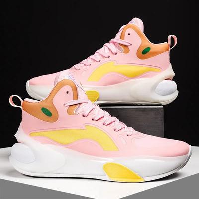 High Quality Unisex Basketball Pink High-top Basketball Sneakers Women Professional Cushioning Trainers For Men