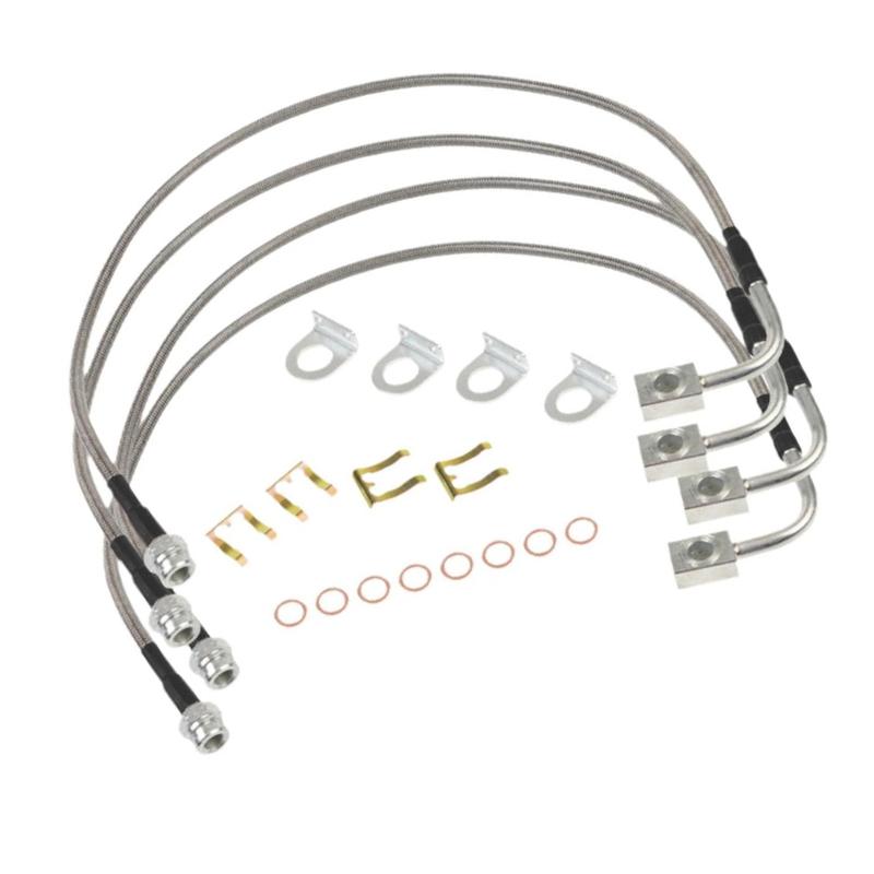 Brake Line Kit Stainless Steel Extended Front 24 Inch Rear 22.5 Inch for Jeep For Wrangler JK 2 Door JKU 4 Door 2007-2018