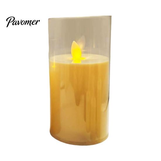 Flickering Led Pillar Candles for Holiday Flameless LED Candles, Battery Operated Acrylic Realistic Wax Lights Christmas Decor Warm Color Light