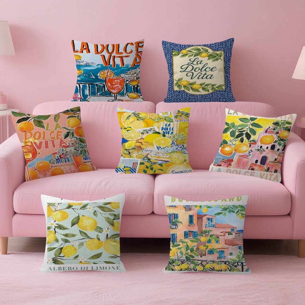 La Dolce Vita Lemon Pillow Gift Home Office Decoration Pillow Bedroom Sofa Car Cushion CoverPillow Case