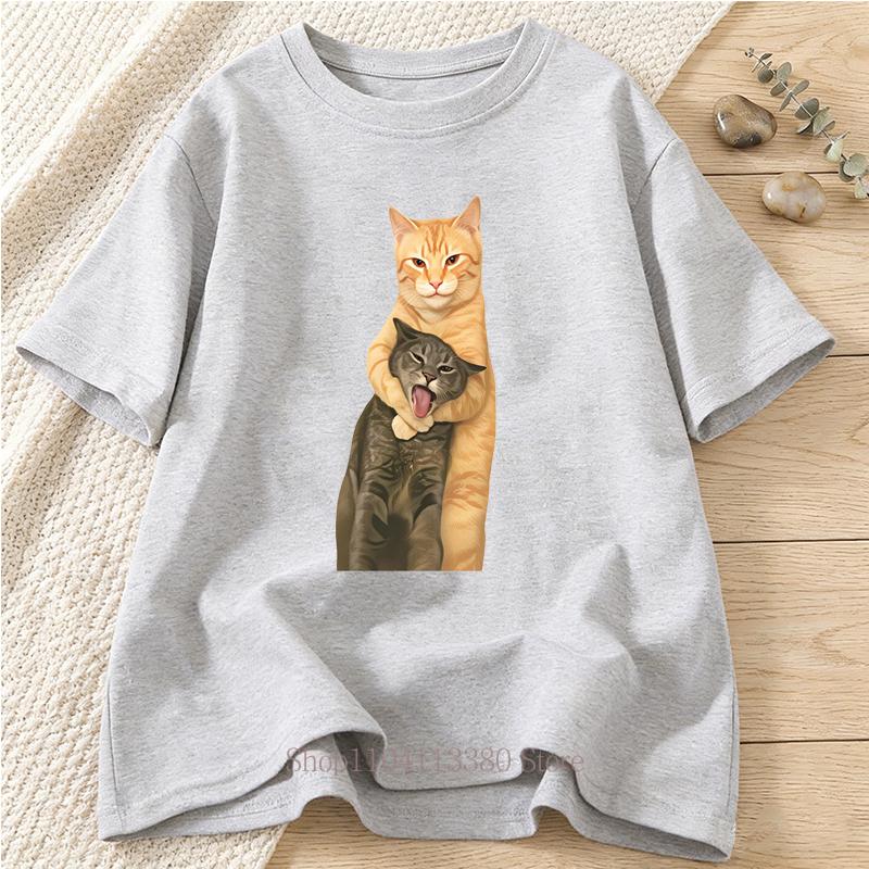 Cute Cats Graphic Print Tshirts for Women Summer Casual Fashion Harajuku Loose Tops Crew Neck Short Sleeve Tshirts Unisex