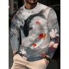 Spring Autumn Fashion Comfortable Loose Soft Casual Versatile Round Neck Long Sleeve T-shirt Creative Animal 3D Printed Men's T-shirt