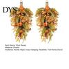 Artificial Pumpkin Wreath Fall Teardrop Swag, Faux Pumpkins Berries Pinecones Leaves Door Traditional Autumn Tabletop Display Harvest for Thanksgiving