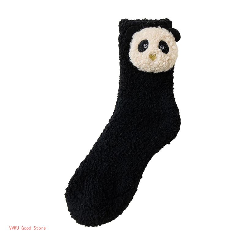

Women 3D Animal Fuzzy Socks Winter Coral Fleece Indoor Home Sleeping Socks чёрный