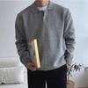 Men S Solid Color Long Sleeve Polo Knit Sweater
