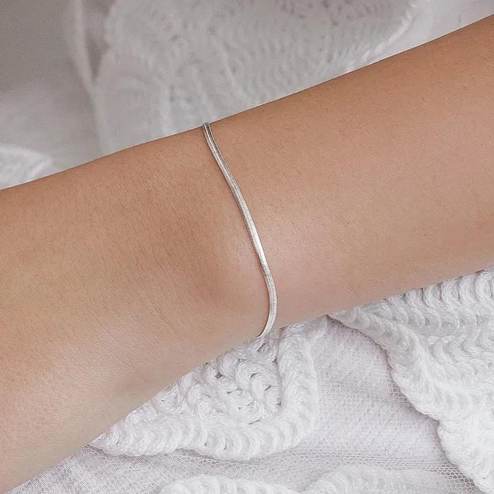 (Silver 925) Modern Flat Snake Chain Bracelet BR1795