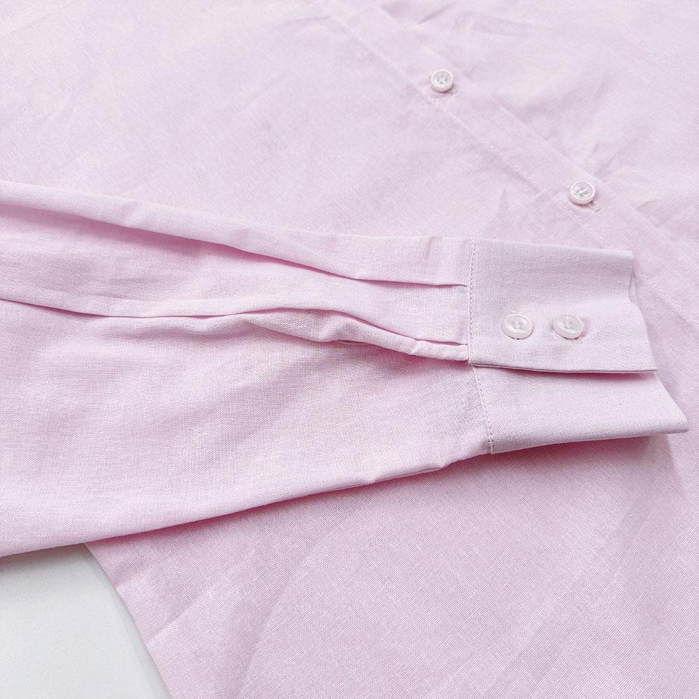Lazy French Style Loose Pink Set 100% Cotton Casual Shirt Long Sleeve Top Long Pants