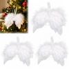 Hanging Decorations for Christmas 10Pcs White Feather Angel Wings Ornament Tree Decoration Soft Fluffy Ornaments Pendant with Lanyard Holiday Parties