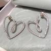 Open Heart Outline Dangle Earrings for Women Sparkly Pave Love Shape Drop Earrings Elegant Party Jewelry