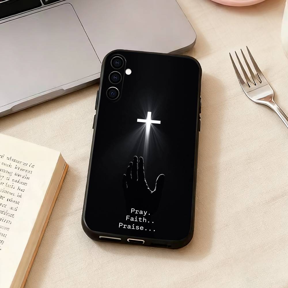 Verse of The C-Christian-N Bible Jesus Phone Case For Samsung Galaxy A73,A72,A71,A70,A53,A52,A51,Soft Silicone Black Cover