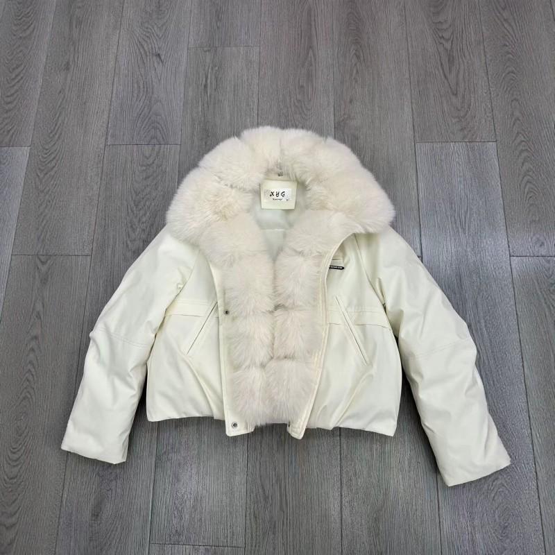 Womens Short Winter Parka With Detachable Faux Fur Collar Thick Warm Cotton Coat Loose Fit Cold Weather