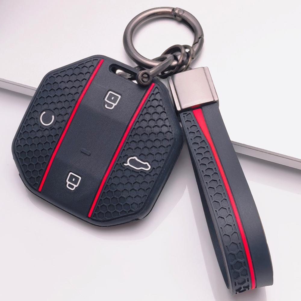 Honeycomb Silicone Key Fob Strap for Chery JETOUR Freedom Traveler Tiggo 7 Pro Arrizo 8 Honeycomb Texture Non Slip Grip Detachable Keychain Holder