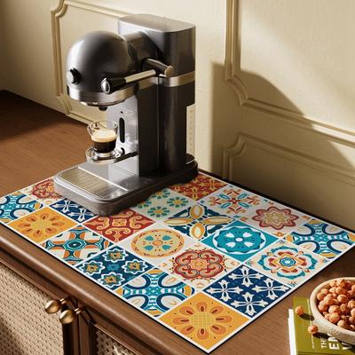 Covoraș de bucătărie absorbant de imprimare Covoraș de uscare antiderapant Covor de tacâmuri cu uscare rapidă Covor de vase de bucătărie Scurător de vase Tampă de scurgere escurridor de platos