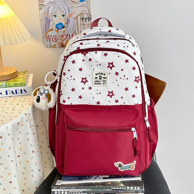 High-value schoolbag female college student large-capacity Mori printed backpack cute junior high school student lightweight versatile backpack