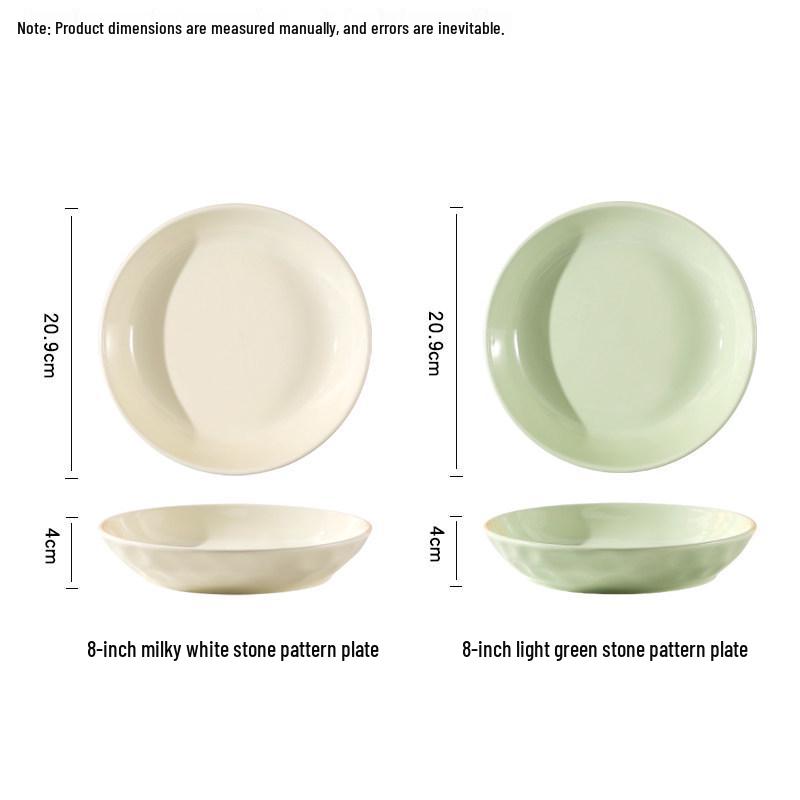 Cream Style 10-Piece Ceramic Rice Bowl Set: Round & Square Plates, Creative Internet Celebrity Tableware