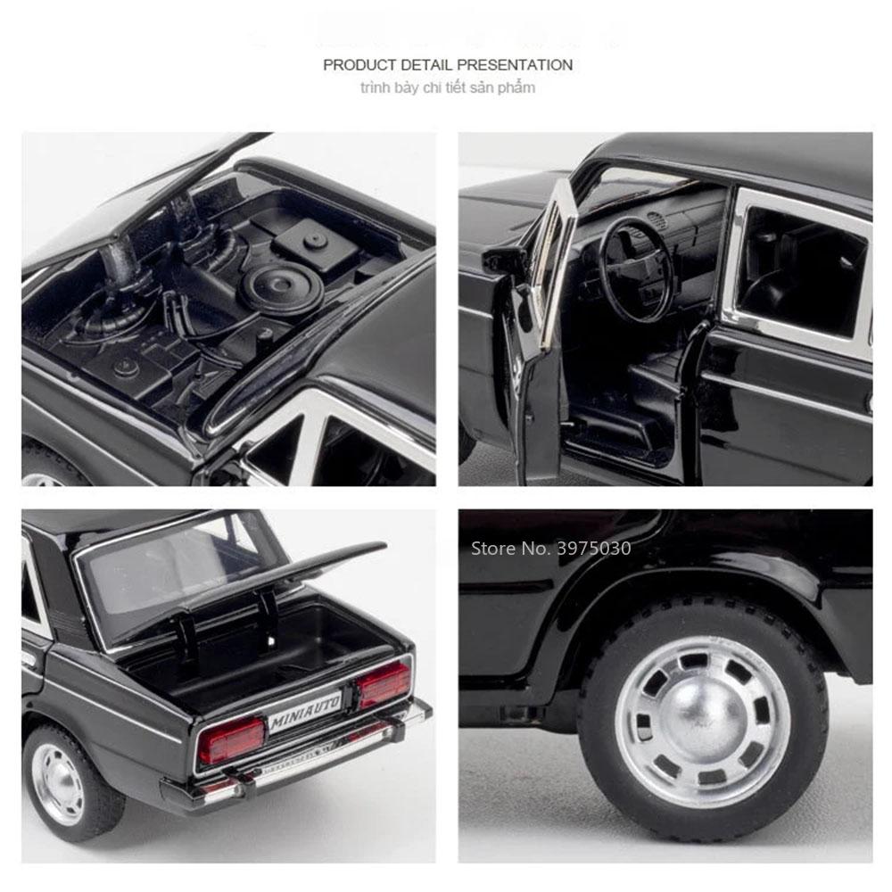 1/24 LADA 2106 Alloy Scale Car Model Diecast Vehicles Car Toys with Sound and Light Toys Collection for Boys Birthday Gift Kids