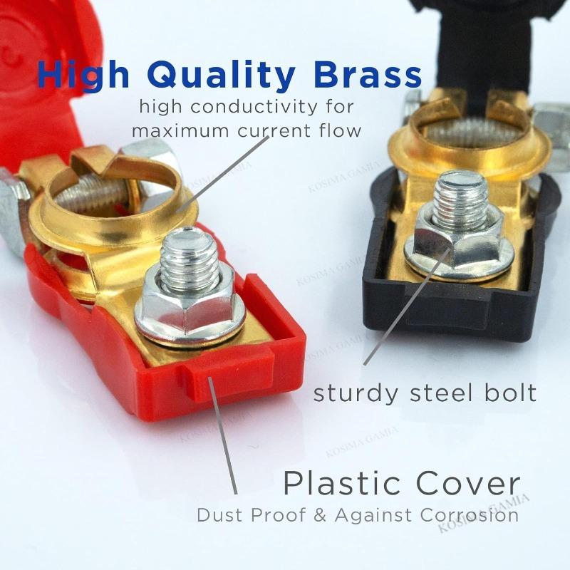 1 Pair Universal Car Battery Terminals Cable Terminal Clamps Connectors Positive and Negative Red and Black Battery Connector