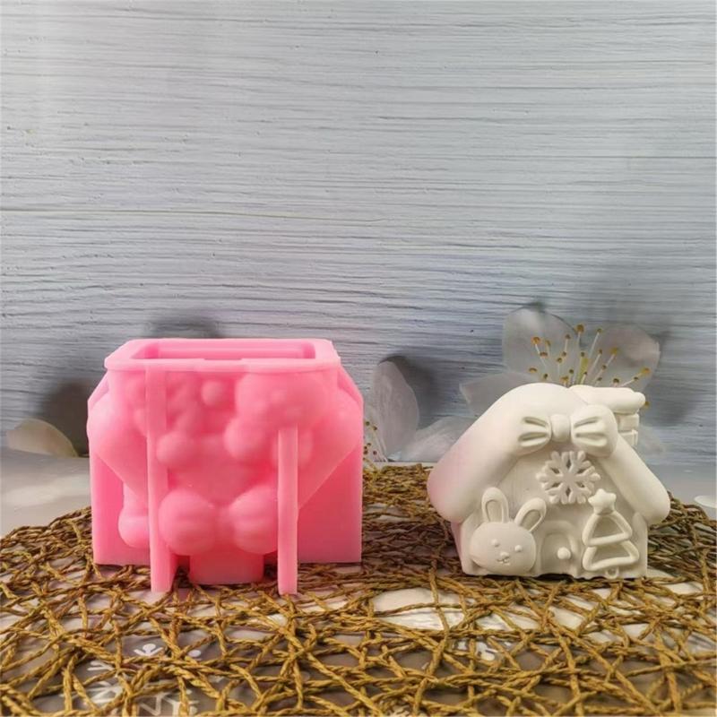 Silicone Crafting Mold for Unique Christmas Animal House Plaster Ornament Silicone Molds for DIY Craft Decorations