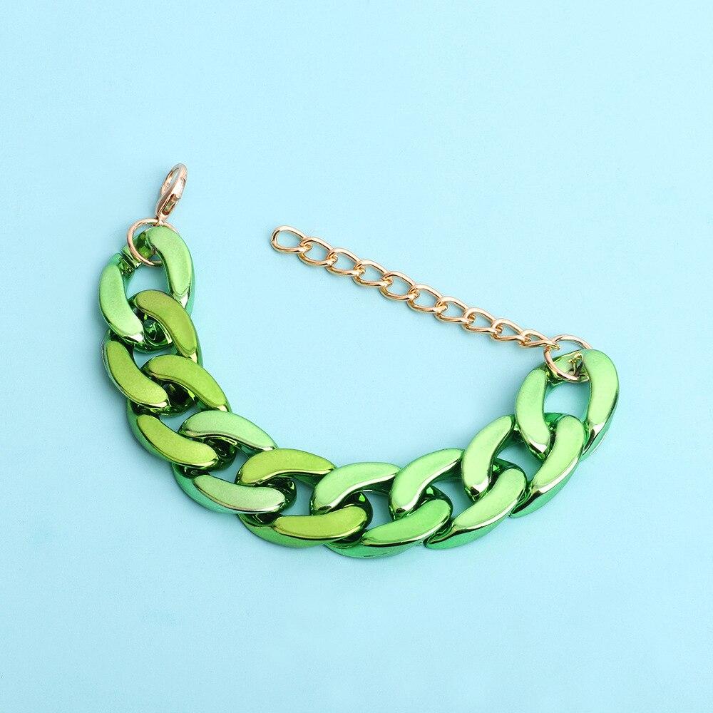 Pinkdudu Modna tęcza kolorowa bransoletka akrylowa osobowość projekt wielokolorowy łańcuszek z wtyczką bransoletka z klamrą dla kobiet prezenty PD1167