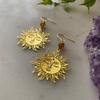 Bohemian Gold Sun Earrings With Gemstone Design For Women Summer