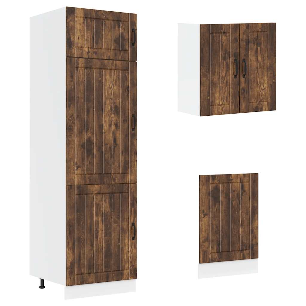 8 Piece Kitchen Cabinet Set Lucca Smoked Oak Wood Based Material