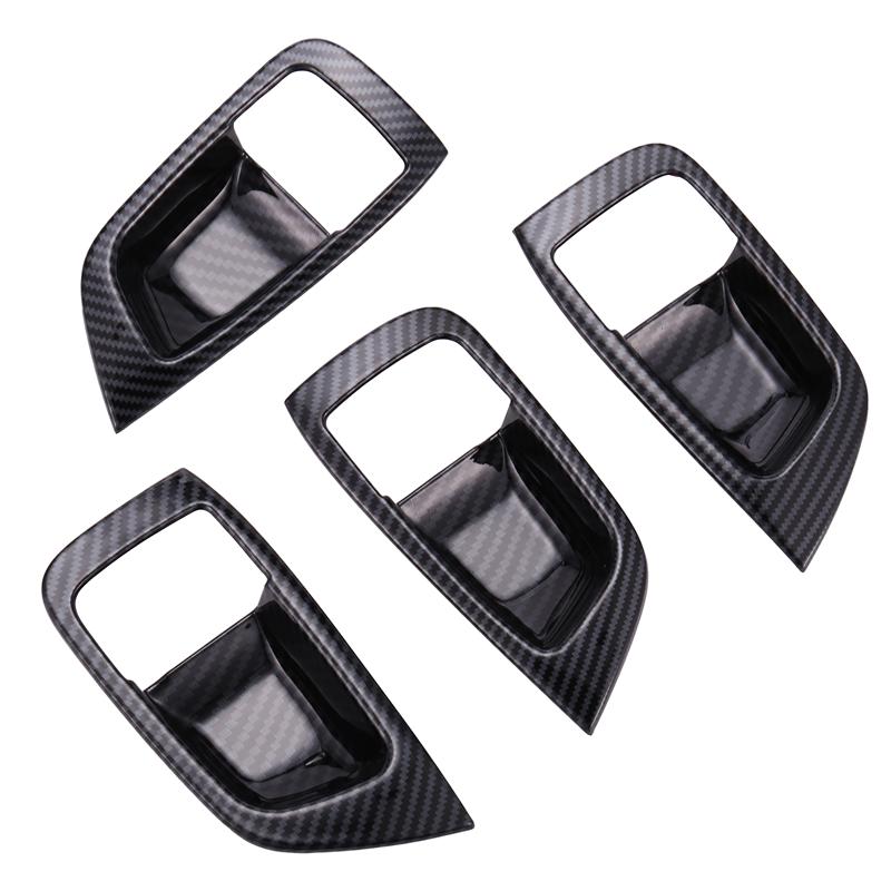 A51K-For Mitsubishi Pajero Sport  4PCS Carbon Fiber ABS Car Door Handle Bowl Protector Cover Trim Moldings Car Styling