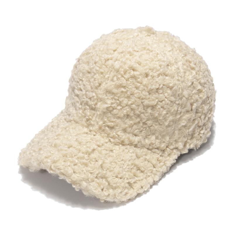 

Корейская инс плюшевая шапка-барашек женская зимняя для лица маленькая в зарубежном стиле универсальная милая японская бейсболка теплая 56-60cm Adjustable бежевый