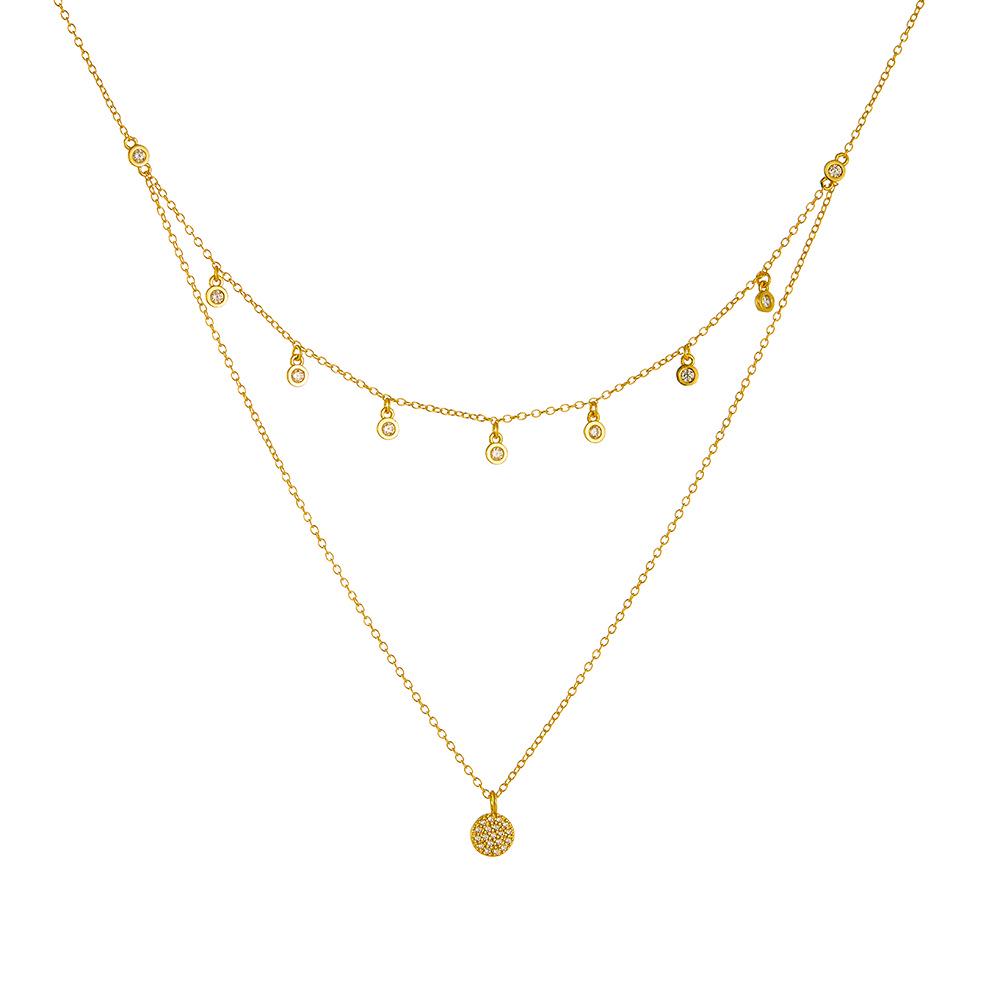 "925 Sterling Silver Double-Layer Necklace with Zircon Dot - Versatile, Simple Short Clavicle Chain for Women"