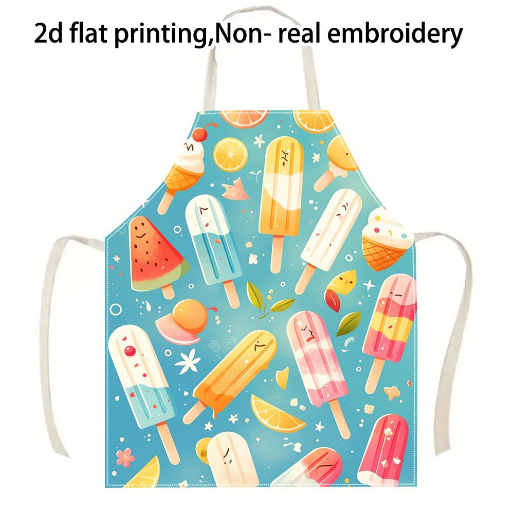 

1pc, Fashion and durable apron, Gardening and cooking apron, kid-friendly flag pattern with popsicles and starsWQ0808104 38X47cm(15X19in)