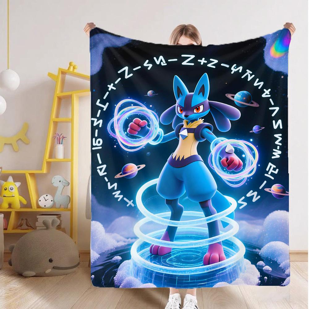 Double Blanket for Bed Kawaii L-Lucarios Throw Blankets and Camping New Year Furry Bedspread the Anime Home Decoration Sofas Nap