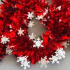 Snowy Winter Tree Ornaments 78 Inch Red Christmas Tinsel Garland, Holiday Shiny Metallic Foil Twist Garland Flexible Hanging for Party with Snowflake