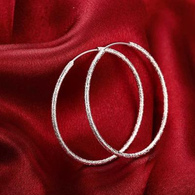 Orecchini 100% Argento Sterling 925 Popolari Gioielli Raffinati Singolo Cerchio Orecchino a Cerchio Satinato Temperamento Superiore da Donna Regalo