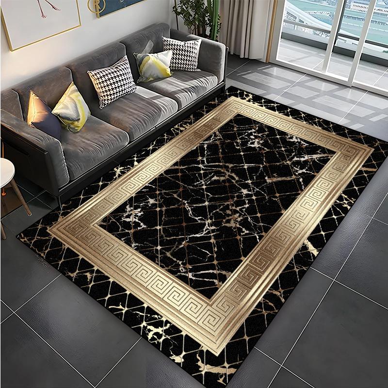 

Современный золотой роскошный ковер для гостиной, абстрактные ковры большого размера, нескользящий коврик для украшения спальни 200x300, коврик для журнального столика 2.6x5.2ft(80x160cm)