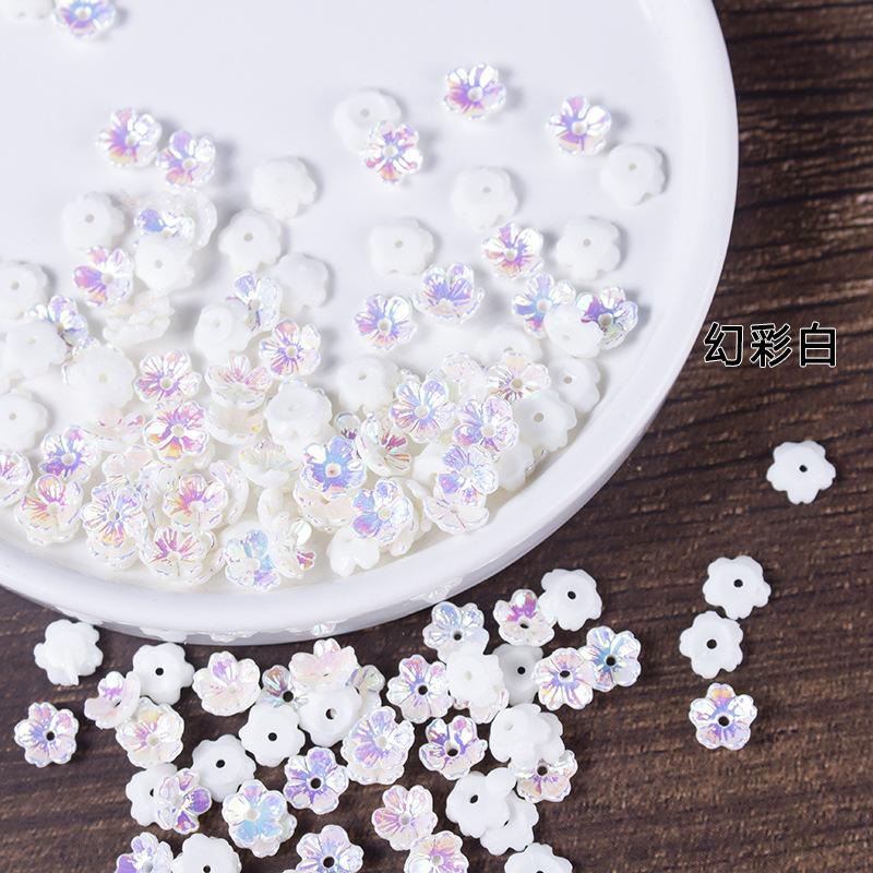 10pcs AB Magic Color Five Petal Shell Flower Receptacle DIY Hairpin Bracelet Earrings Material