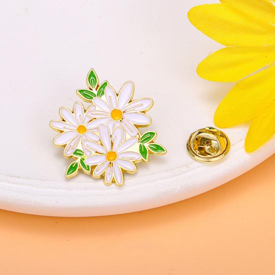 Brooch Pin Vibrant Color Peony Flower Leaves Shape Badge Clothing Decoration Sweaters Hats Bags Accessory
