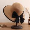 Wide Brim Straw Weave Sun Hat Large Bow Bowknot Sun Cap Fashion Sunscreen Bucket Hat  Outdoor