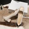 Niche square head single shoes women's spring and summer new thick heel middle heel work shoes versatile non-slip square buckle women's single shoes